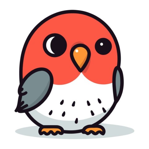 Cute cartoon bird. Vector illustration isolated on a white backg