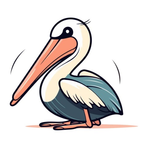 Pelican vector illustration. Cartoon pelican isolated on white b