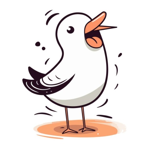 Cartoon seagull with open beak. Vector illustration.