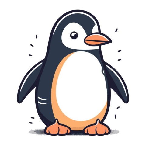 Cute penguin. Vector illustration isolated on a white background