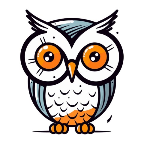 Cute cartoon owl. Vector illustration isolated on a white backgr