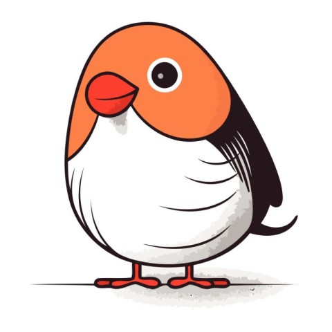 Vector illustration of a cute cartoon bullfinch on white backgro