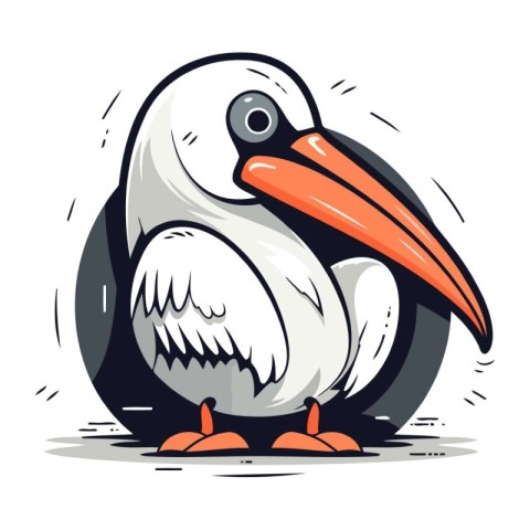 Cartoon pelican. Vector illustration. Isolated on white backgrou