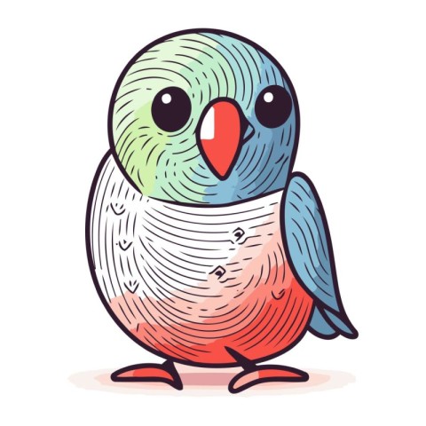 Cute cartoon parrot. Vector illustration isolated on white backg