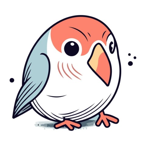 Cute cartoon parrot bird on white background. Vector illustratio