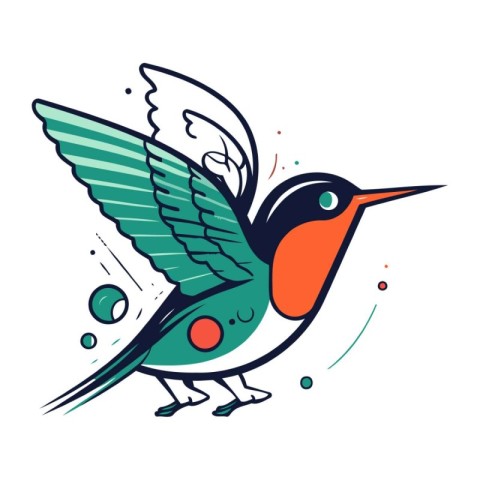 Vector hand drawn illustration of cute cartoon hummingbird. Isol