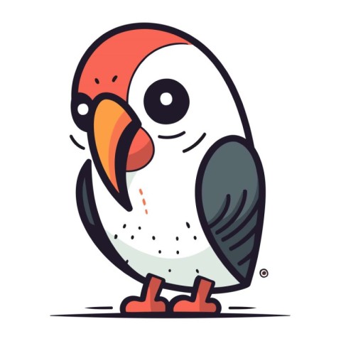 Cute cartoon parrot. Vector illustration isolated on white backg