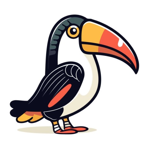 Cartoon toucan isolated on a white background. Vector illustrati