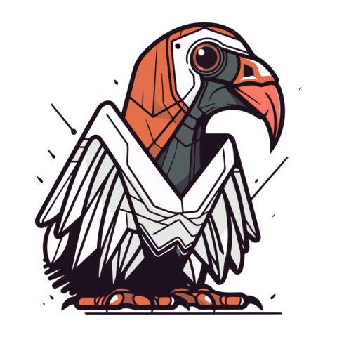 Vector illustration of a vulture bird with open wings. Cartoon s