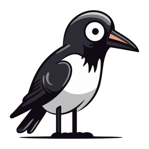 Cute cartoon crow isolated on a white background. Vector illustr