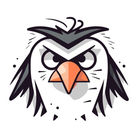 Angry owl head. Vector illustration in flat cartoon style isolat