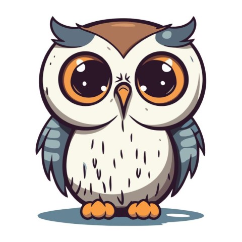 Cute owl isolated on a white background. Cartoon vector illustra