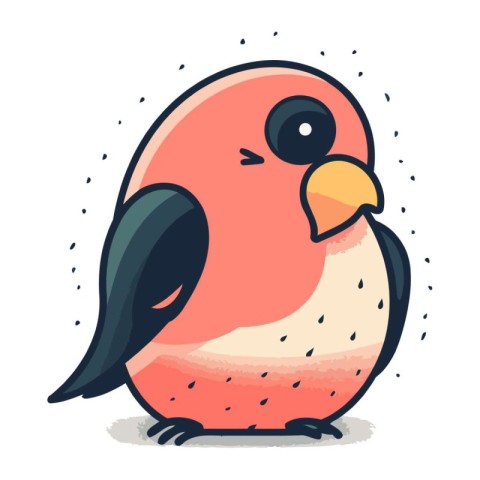 Vector illustration of a cute cartoon bullfinch on white backgro