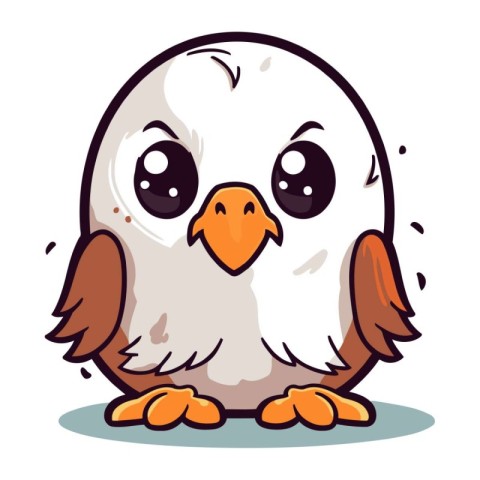 Cute cartoon eagle. Vector illustration isolated on a white back