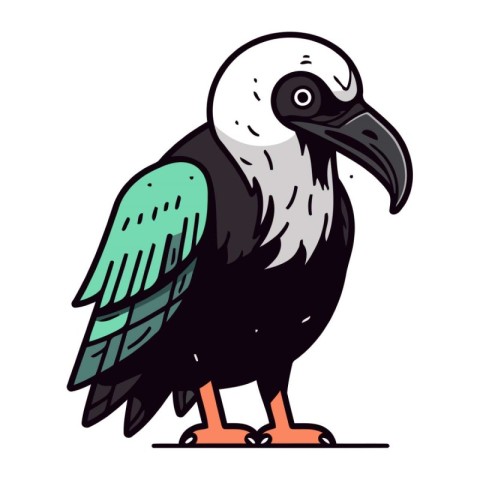 Vector illustration of a crow on a white background. Cartoon sty