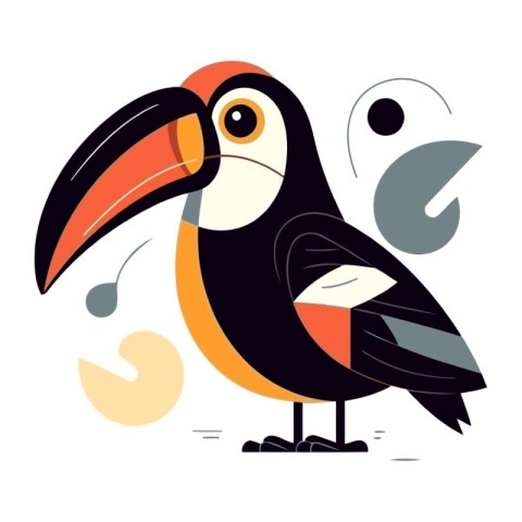 Cute cartoon toucan bird. Vector illustration isolated on white