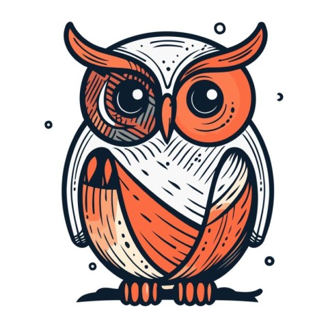 Cute cartoon owl. Vector illustration. Isolated on white backgro