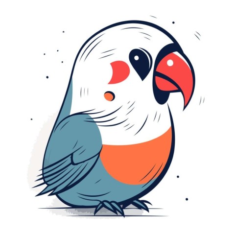 Cute parrot. Hand drawn vector illustration in cartoon style.