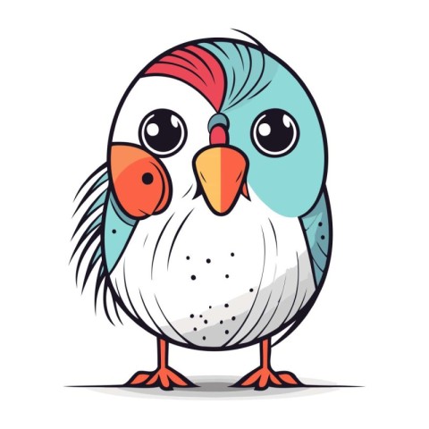 Cartoon cute colorful bird isolated on white background. Vector