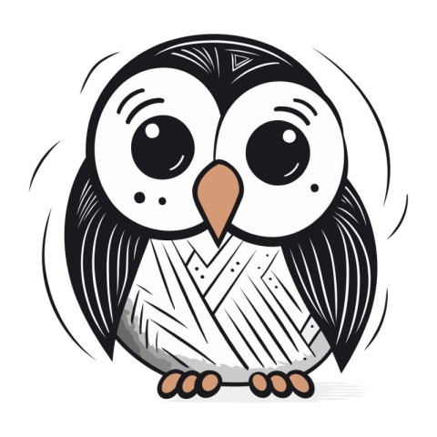 Cute cartoon owl isolated on a white background. Vector illustra