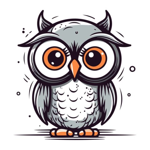 Owl vector illustration. Cute cartoon owl on white background.