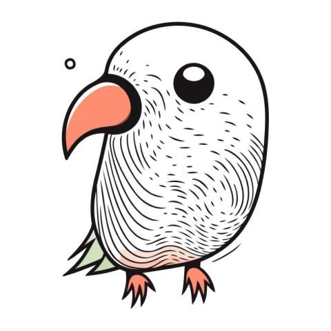 Cute cartoon parrot. Vector illustration. Isolated on white back