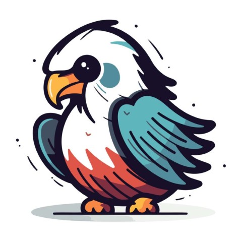 Cute cartoon eagle isolated on a white background. Vector illust