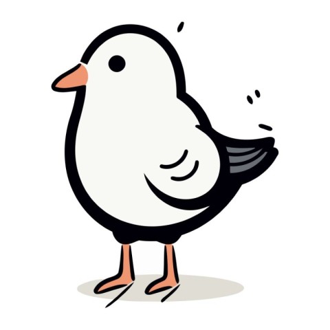 Cartoon seagull isolated on white background. Vector illustratio