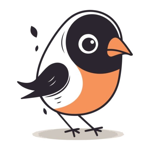 Bullfinch bird cartoon vector illustration. Isolated on white ba