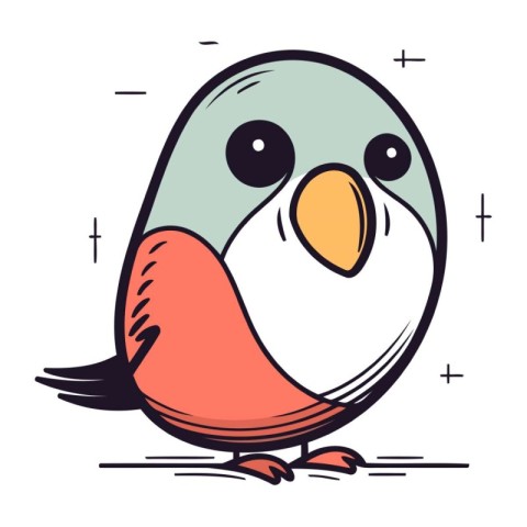 Cute cartoon bird. Vector illustration isolated on a white backg