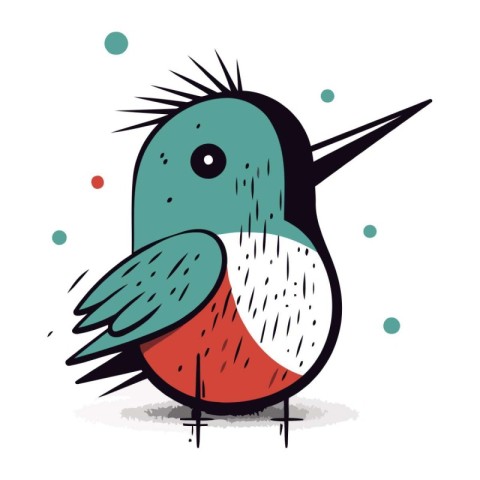 Cute hand drawn vector illustration of a little bird in a cartoo