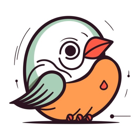 Vector illustration of cute cartoon bird in flat style. Isolated