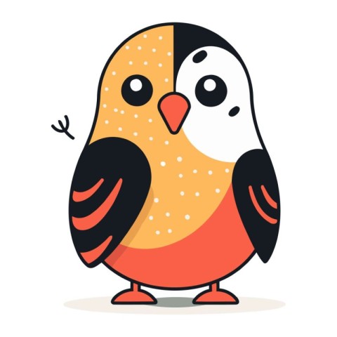 Cute little bird. Vector illustration in flat style. Isolated on