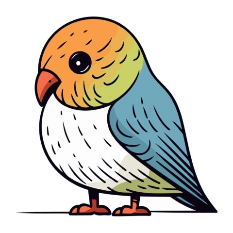 Vector illustration of a cute cartoon parrot. Isolated on white