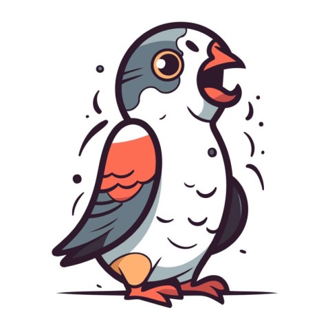 Funny parrot. Vector illustration. Isolated on white background.