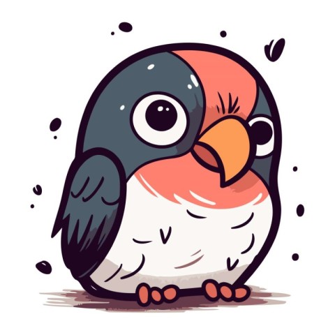 Vector illustration of cute cartoon little bird. Hand drawn baby