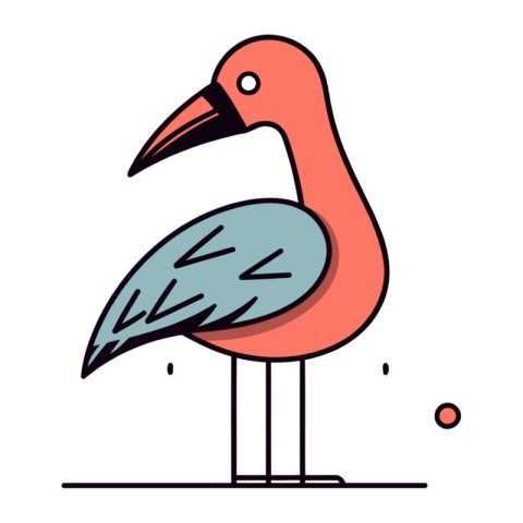 Flamingo flat line icon. Vector illustration of flamingo.