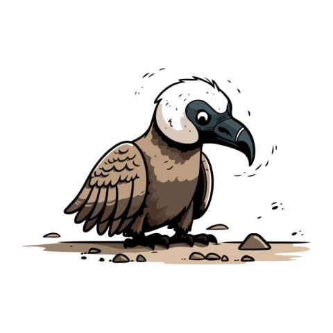 Vulture on the ground. Vector illustration of a vulture.