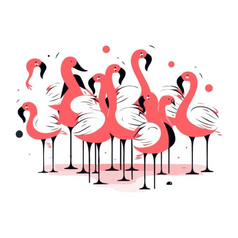 Flamingo. Hand drawn vector illustration. Isolated on white back