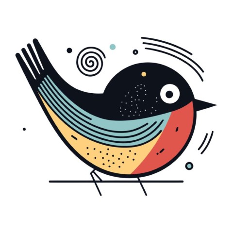 Colorful vector illustration with cute cartoon bird on a white b