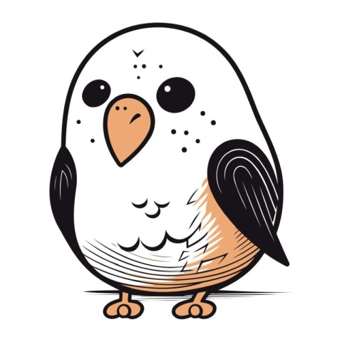 Illustration of a cute cartoon parrot isolated on a white backgr