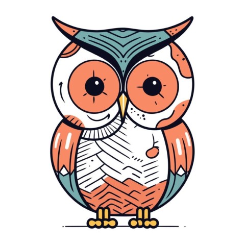 Cute cartoon owl. Vector illustration isolated on a white backgr