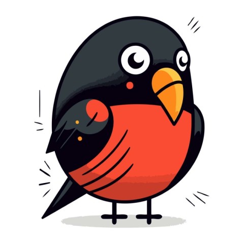 Bullfinch vector illustration. Cute cartoon bullfinch.