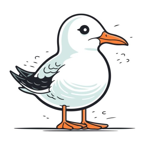 Vector illustration of a seagull on a white background. Cartoon