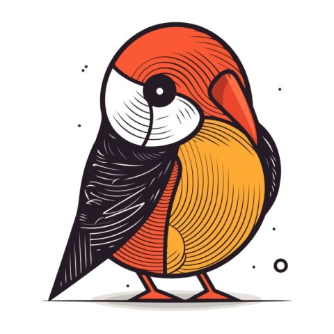 Colorful vector hand drawn illustration of a cute cartoon parrot