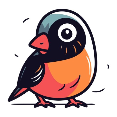 Bullfinch in cartoon style. Vector illustration isolated on whit