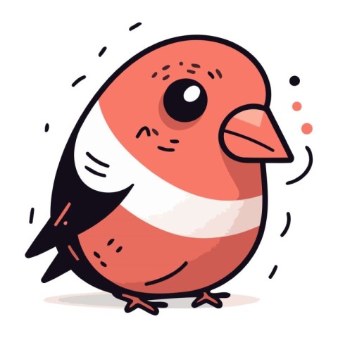 Vector illustration of cute cartoon red bird. Isolated on white