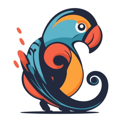 Parrot vector illustration. Isolated parrot on white background.