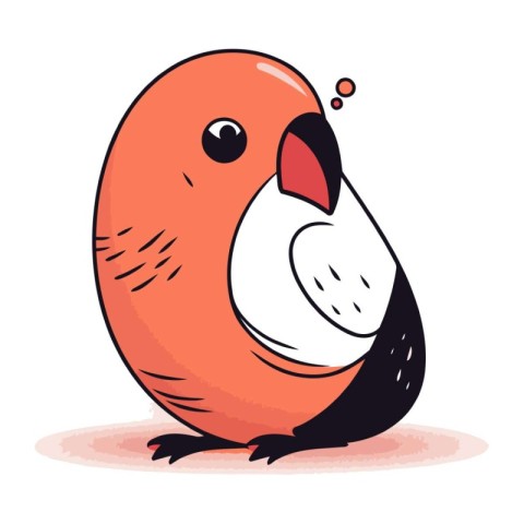 Vector illustration of a cute cartoon red bird on a white backgr