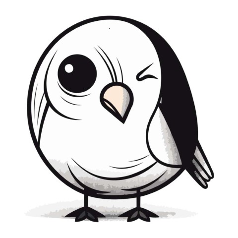 Cute cartoon bird on a white background. Vector illustration for